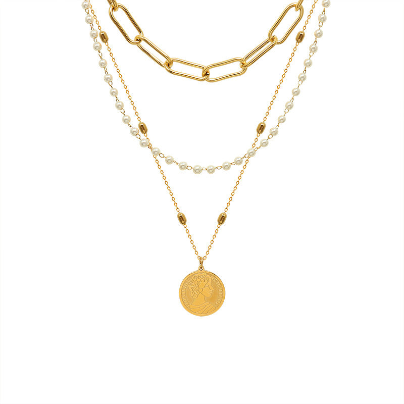 Faux Pearl Layered Necklace