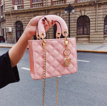Glossy Quilted Chain Tote