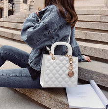 Glossy Quilted Chain Tote