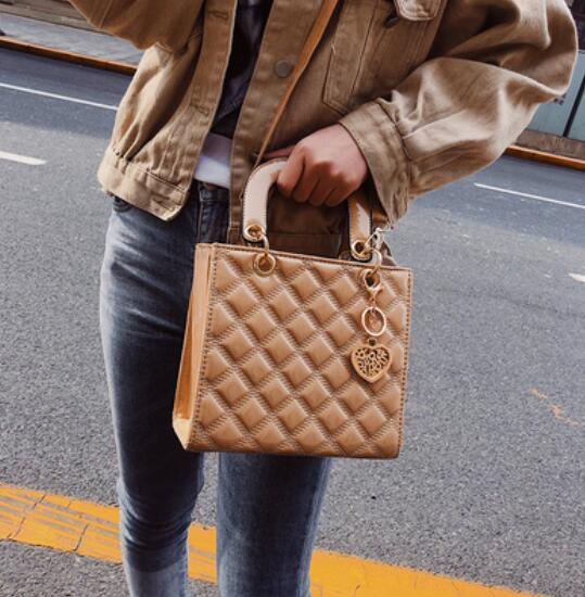Glossy Quilted Chain Tote