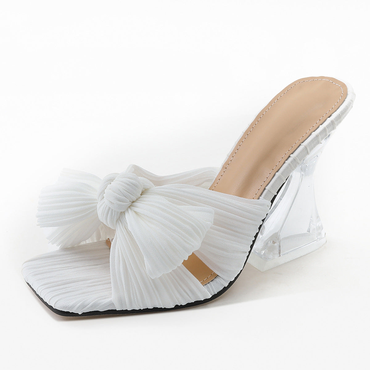 Satin Sculpted-Heel Sandals