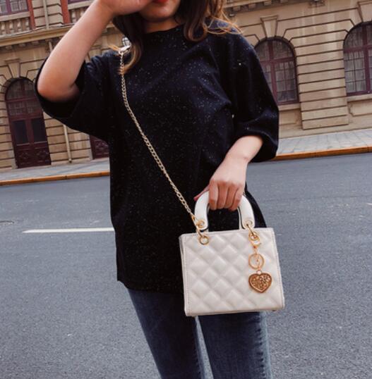 Glossy Quilted Chain Tote