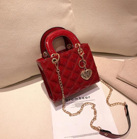 Glossy Quilted Chain Tote