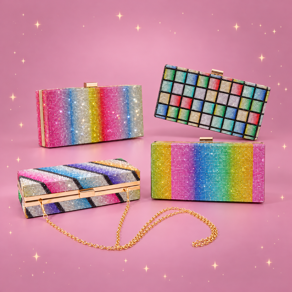 Rainbow Rhinestone Clutch