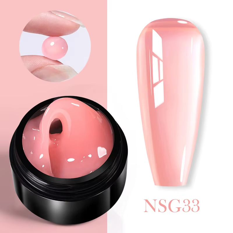 30Ml Glitter Pink Hard Jelly Nail Extension Gel Nail Polish Milky White Clear Color Soak off UV Construction Gel