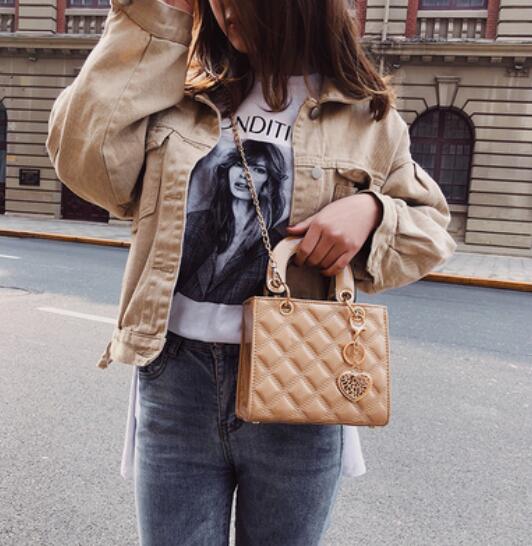 Glossy Quilted Chain Tote