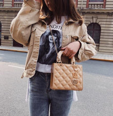 Glossy Quilted Chain Tote