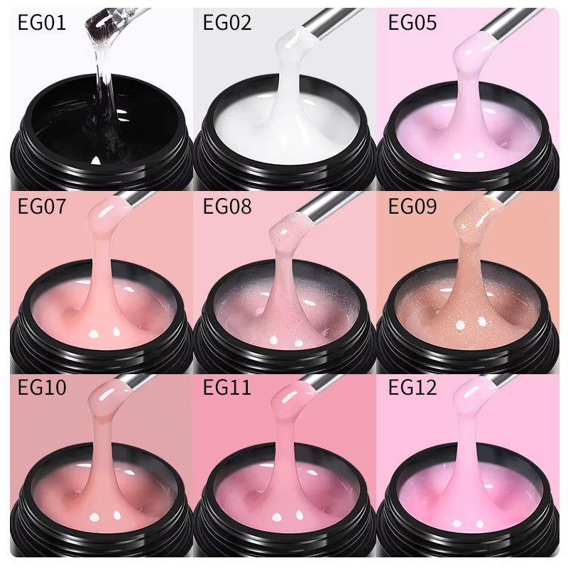 30Ml Glitter Pink Hard Jelly Nail Extension Gel Nail Polish Milky White Clear Color Soak off UV Construction Gel