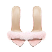 Fluffy Platform Heel Mules