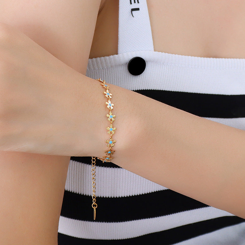 Blue Enamel Flower Bracelet