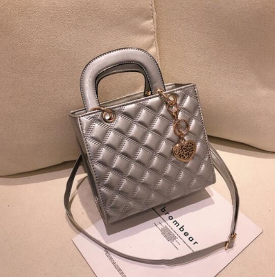Glossy Quilted Chain Tote