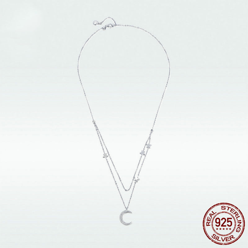Starlight Moon Silver Necklace