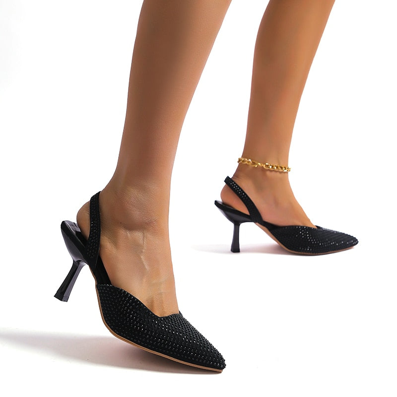 Rhinestone Slingback Heels