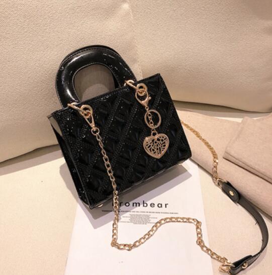Glossy Quilted Chain Tote