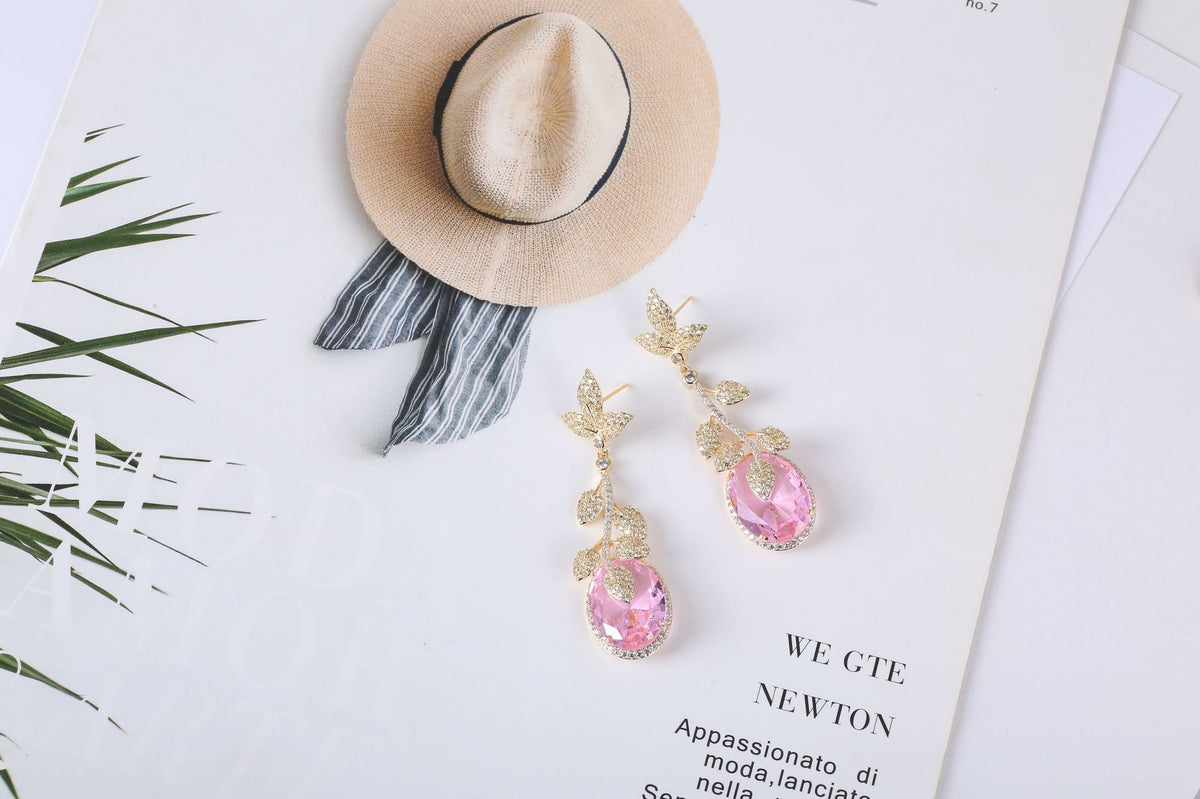Golden Leaf Drop Earrings