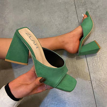 Square-Toe Block-Heel Slides