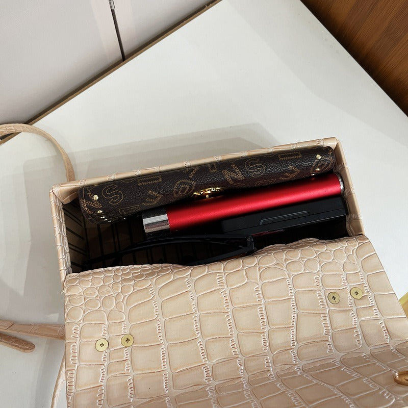 Croc-Embossed Top-Handle Bag