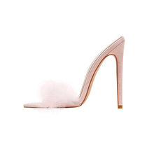 Fluffy Platform Heel Mules