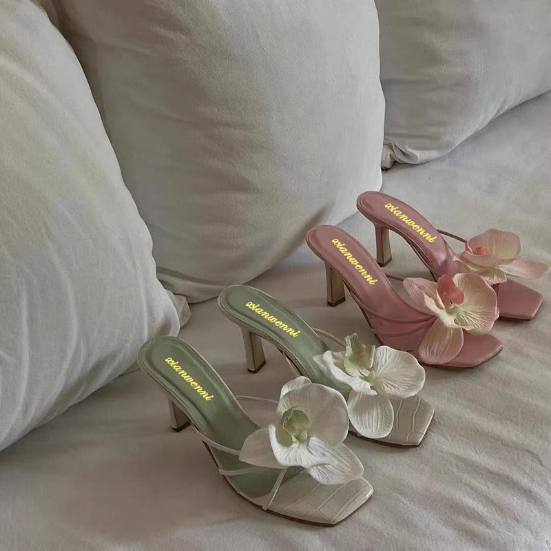 Flower High-Heel Sandals