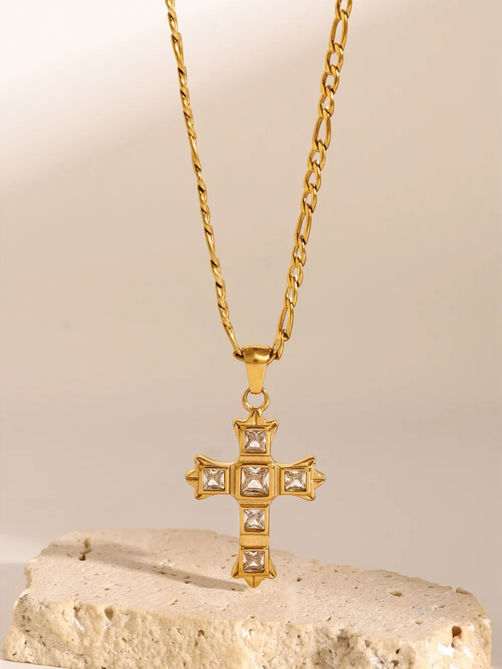 Zircon Cross Pendant Necklace