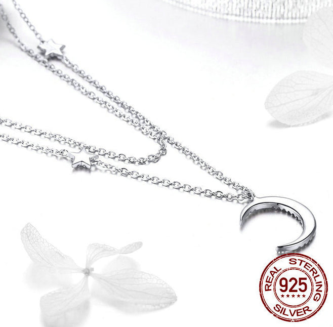 Starlight Moon Silver Necklace