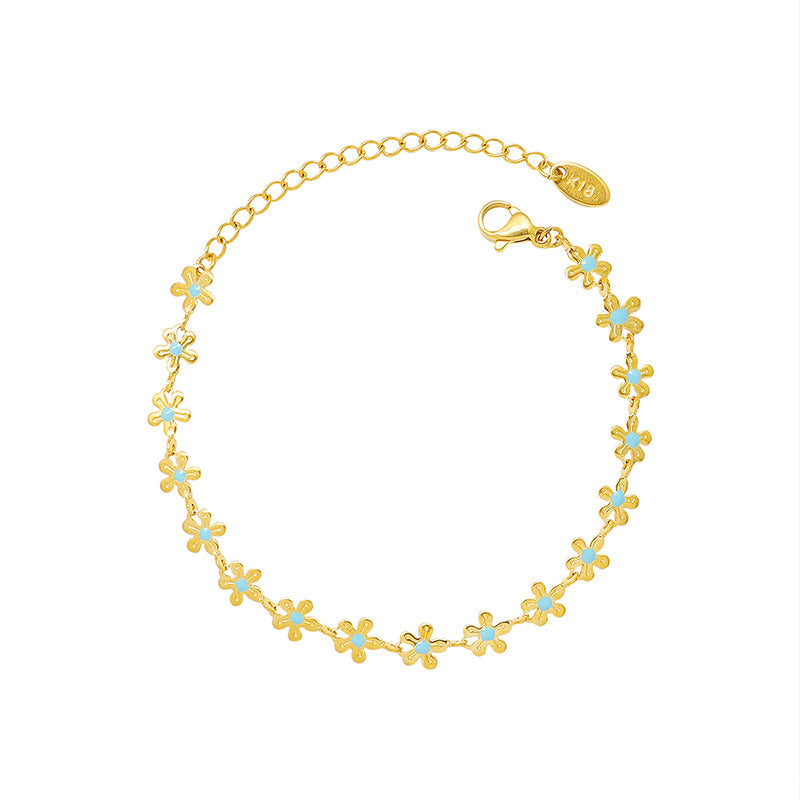 Blue Enamel Flower Bracelet