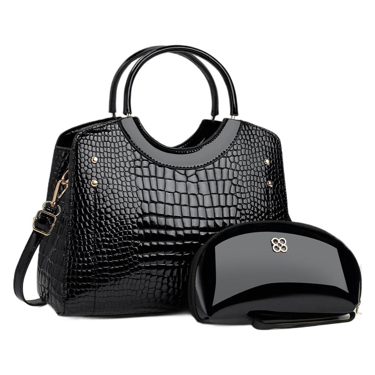 Snakeskin-Print Handbag Set