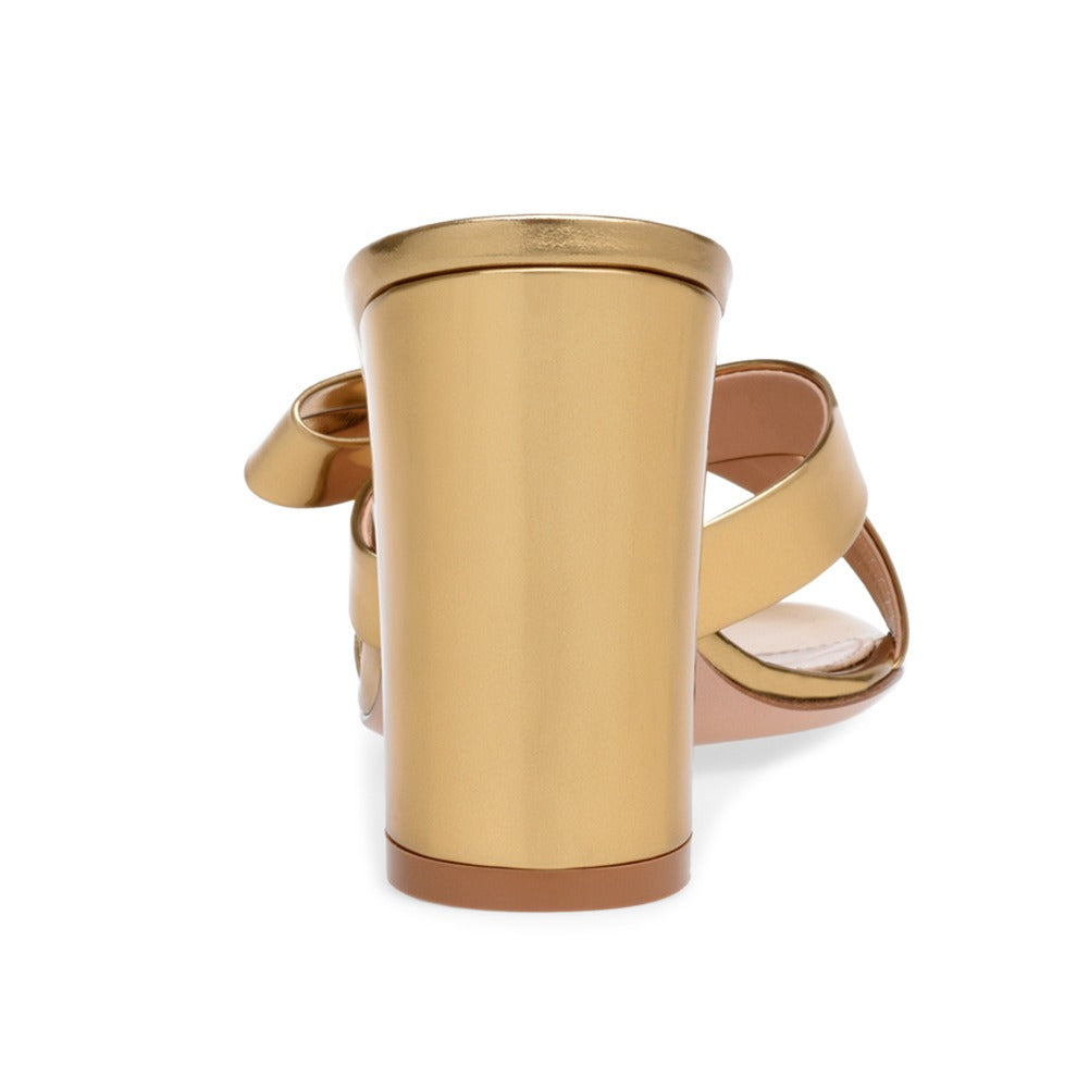 Gold Block-Heel Mules