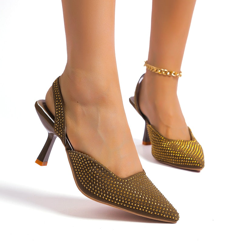 Rhinestone Slingback Heels