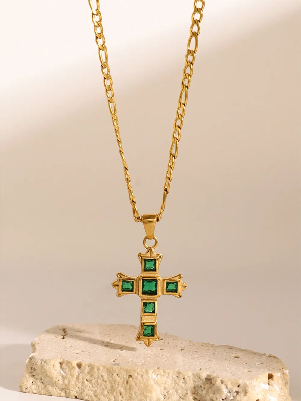 Zircon Cross Pendant Necklace