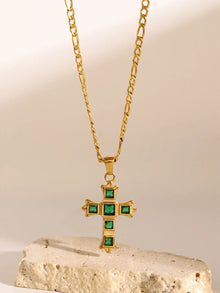 Zircon Cross Pendant Necklace