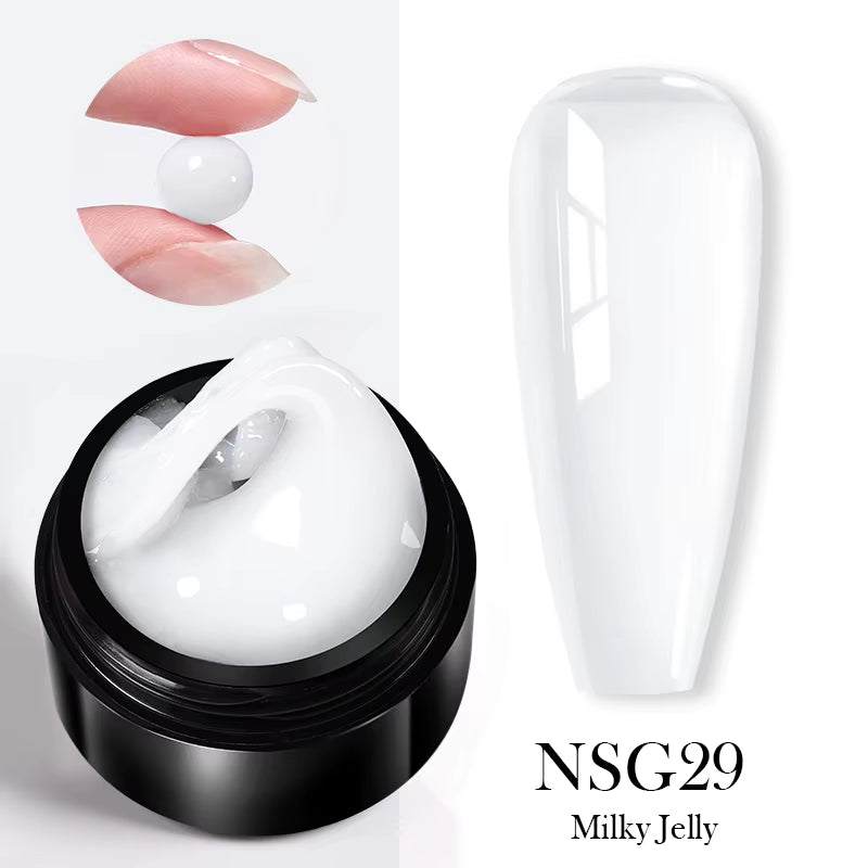 30Ml Glitter Pink Hard Jelly Nail Extension Gel Nail Polish Milky White Clear Color Soak off UV Construction Gel