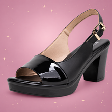Leather Platform Sandals on a dusty rose background with rose gold sparkles
