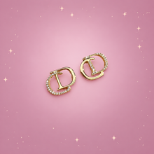 Letter Tassel Earrings on a dusty rose background with rose gold sparkles